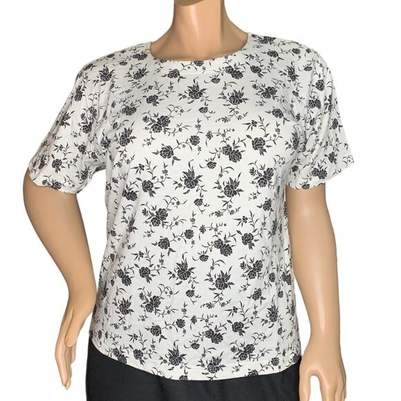 Elisabeth Sport by Liz Claiborne NWT Top Floral Print Short Sleeve Vanity Size 1 - Picture 1 of 10